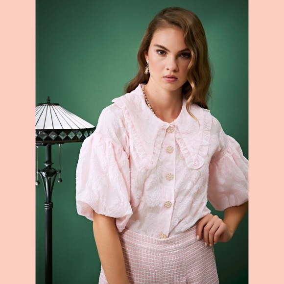 SISTER JANE NEW ROUGE PUFF SLEEVE SHIRT - Picture 1 of 4